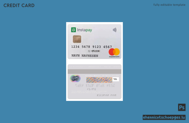 Beispielvorschau der Instapay Mastercard der norwegischen Zentralbank